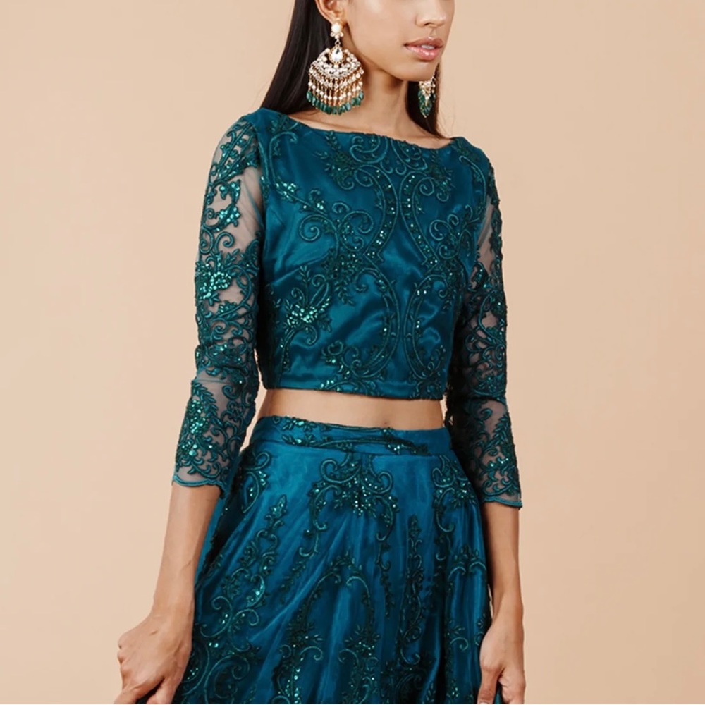 Mani Jassal Teal Green Vinly Top, size XS